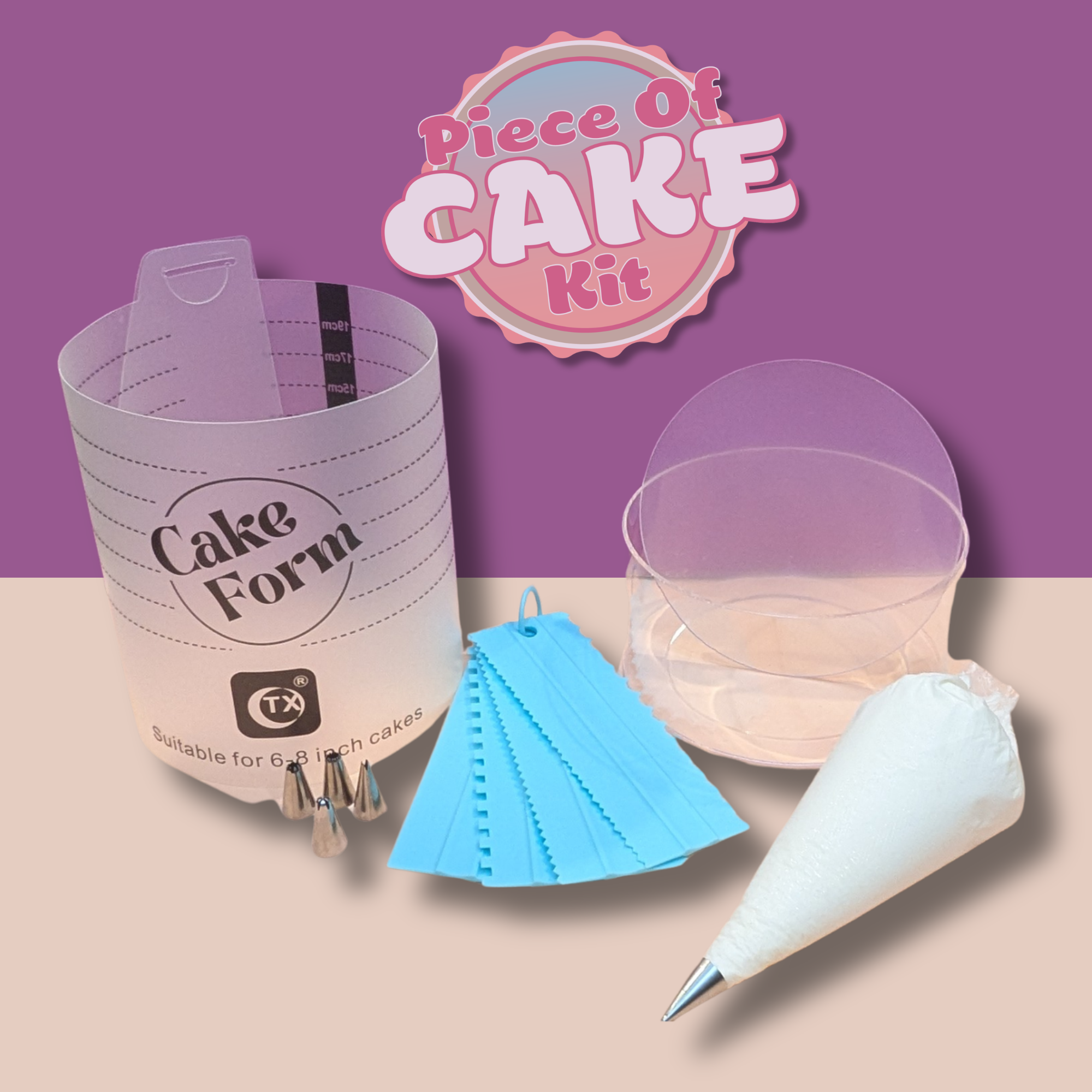 Enero Piece of Cake Kit – Adjustable Cake Ring & Decorating Set | Complete Baking & Frosting Kit (6", 8" or 10”)