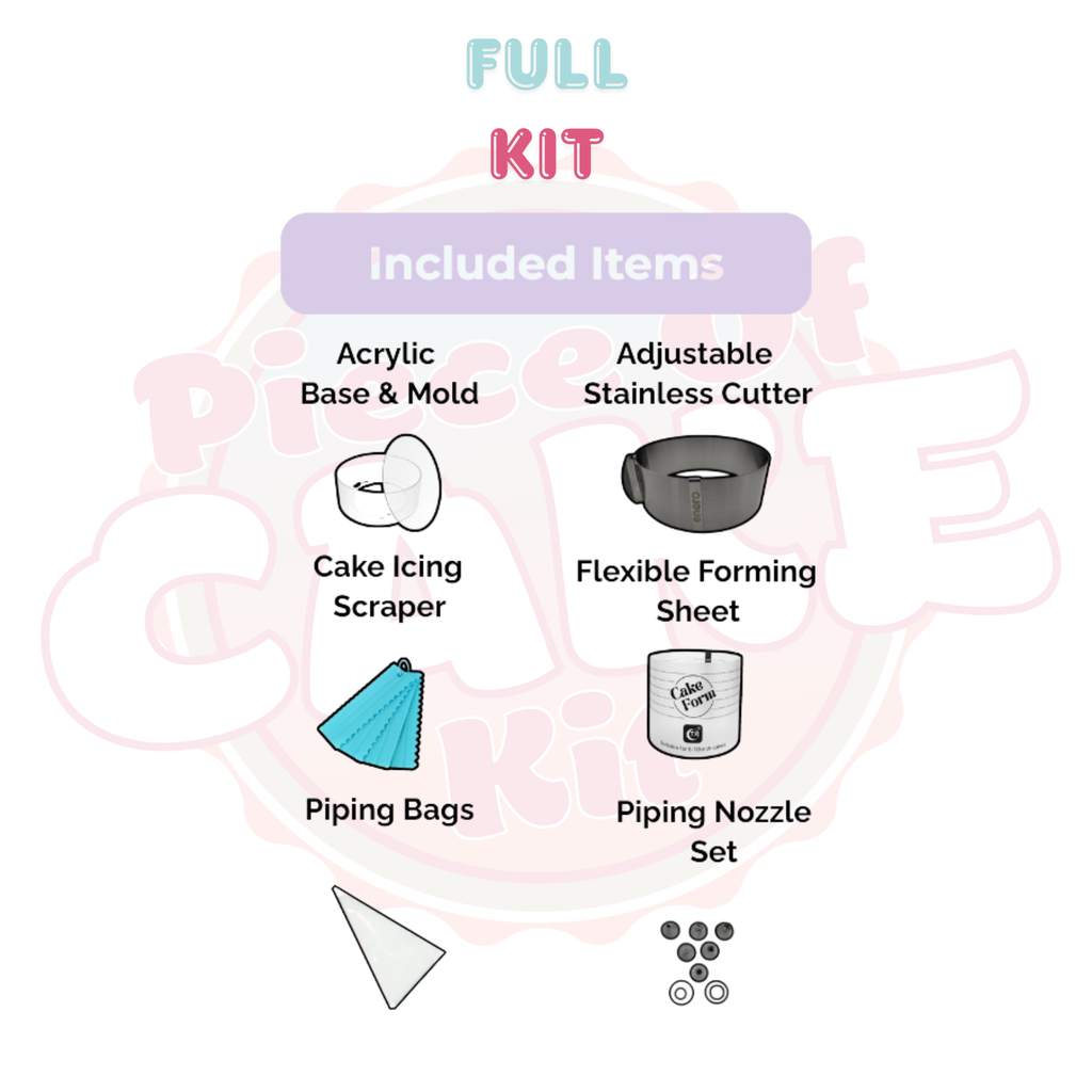 Enero Piece of Cake Kit – Adjustable Cake Ring & Decorating Set | Complete Baking & Frosting Kit (6", 8" or 10”)