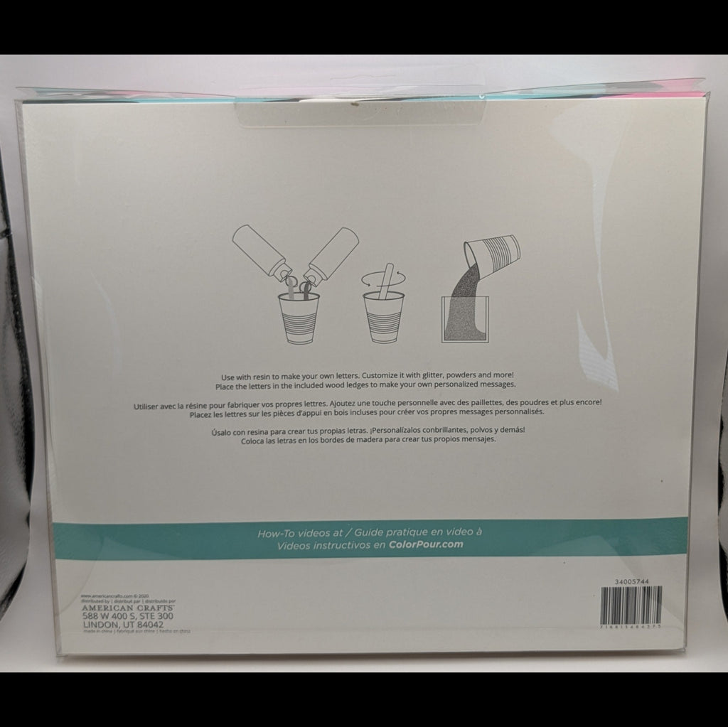 Color Pour Resin Alphabet Mold Kit – Letter Molds with Wood Display Ledges