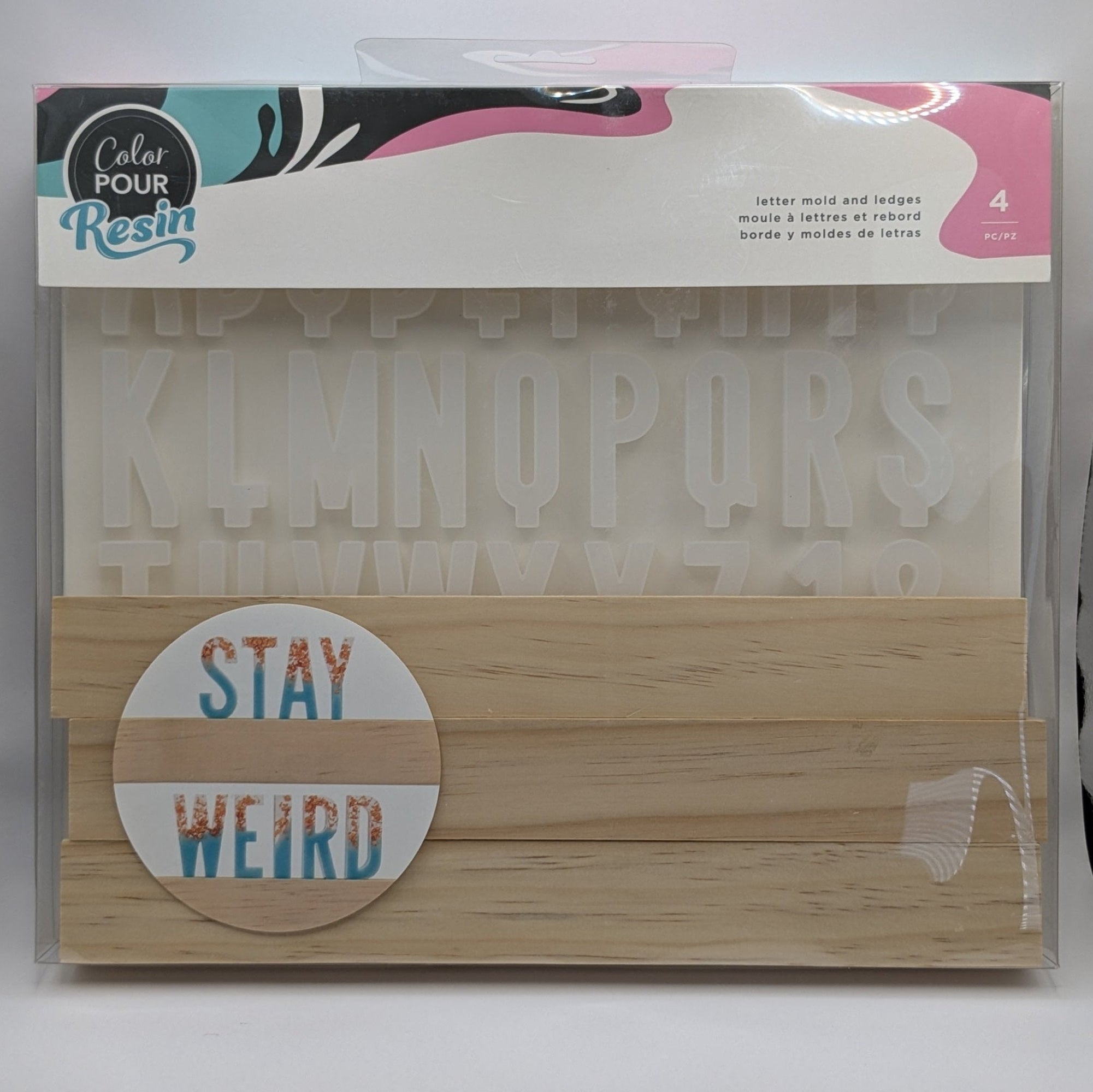 Color Pour Resin Alphabet Mold Kit – Letter Molds with Wood Display Ledges