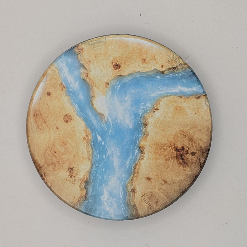 4” Epoxy River Coaster Set (4-Pack) – Enero Designs UV Printed Round Stone Coasters