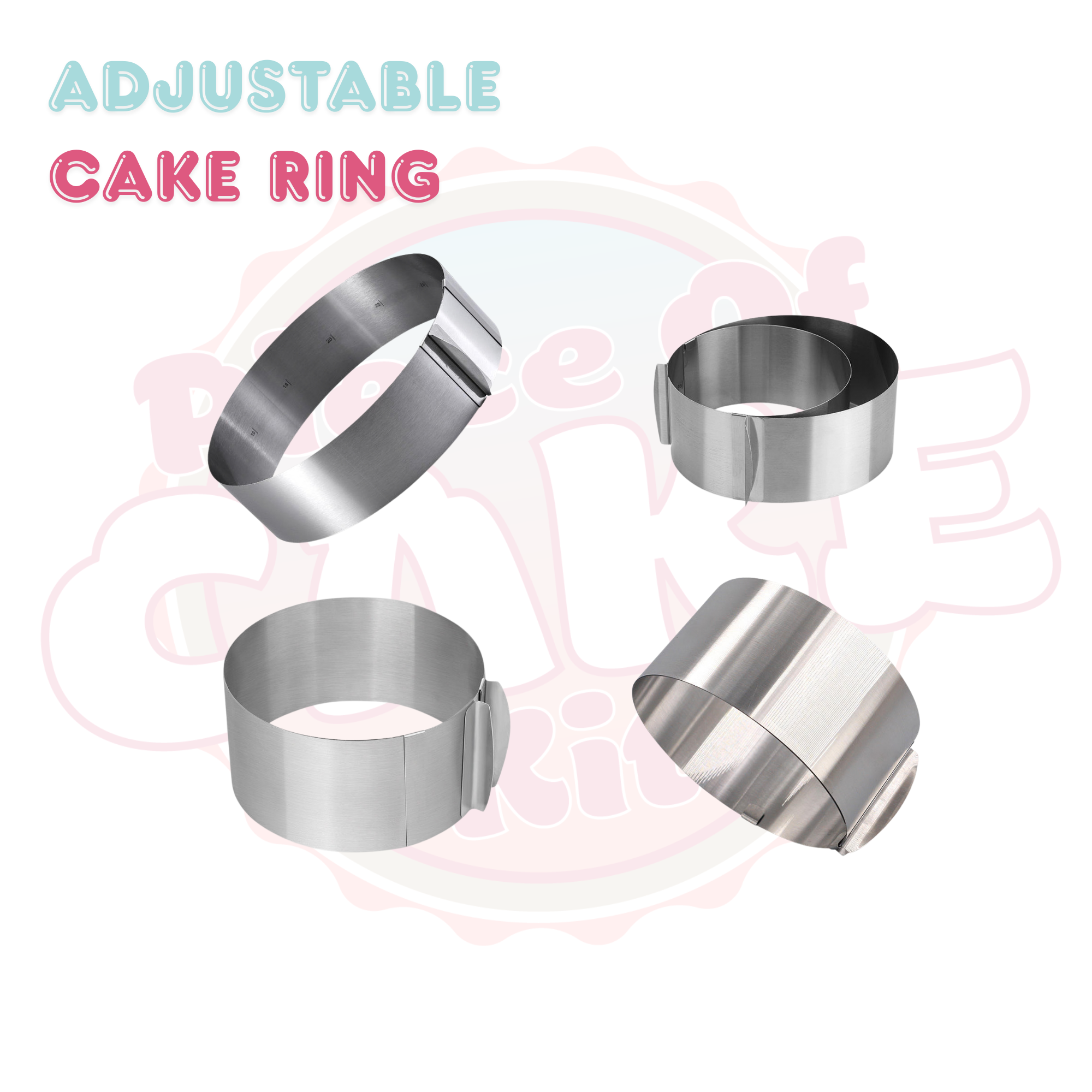 Enero Piece of Cake Kit – Adjustable Cake Ring & Decorating Set | Complete Baking & Frosting Kit (6", 8" or 10”)